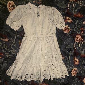 Jcrew White Eyelet Short Sleeve Dress - Lightweight Summer Style